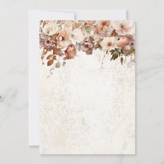 Rustige neutraal en roze Floral Drop Wedding Kaart (Achterkant)