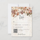 Rustige neutraal en roze Floral Drop Wedding RSVP Kaartje (Voorkant)