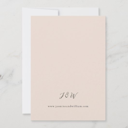 Rustige Neutral Boho Floral Wedding S2 - Beige Inv Kaart (Achterkant)