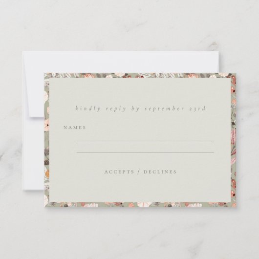 Rustige neutrale aardbevingen in Floral Boho minim RSVP Kaartje (Voorkant)