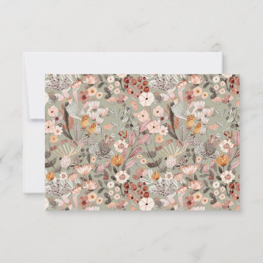 Rustige neutrale aardbevingen in Floral Boho minim RSVP Kaartje (Achterkant)