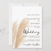 Rustige neutrale aardbevingsboho pampas grass Wedd Kaart (Voorkant)