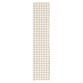 Rustige Neutrale Beige Gingham Buffalo Pset Korte Tafelloper (Voorkant)