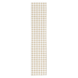 Rustige Neutrale Beige Gingham Buffalo Pset Korte Tafelloper