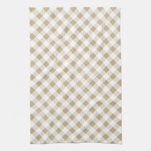 Rustige Neutrale Beige Gingham Buffalo Pset Theedoek (Verticaal)