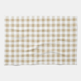 Rustige Neutrale Beige Gingham Buffalo Pset Theedoek