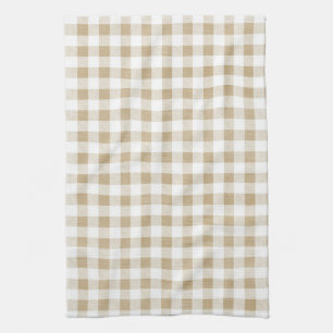 Rustige Neutrale Beige Gingham Buffalo Pset Theedoek