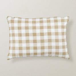 Rustige Neutrale Beige Gingham Pset Accent Pillow Kussen