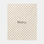 Rustige Neutrale Beige Gingham Pset Name Fleece Deken (Voorkant)