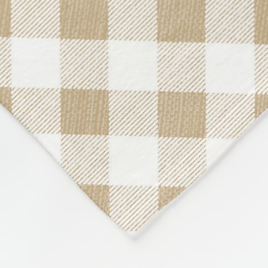 Rustige Neutrale Beige Gingham Pset Name Fleece Deken (Hoek)