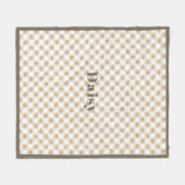 Rustige Neutrale Beige Gingham Pset Name Fleece Deken (Voorkant (Horizontaal))