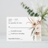 Rustige Neutrale Boho Floral no Meal RSVP 2 Kaartje (Staand voorkant)