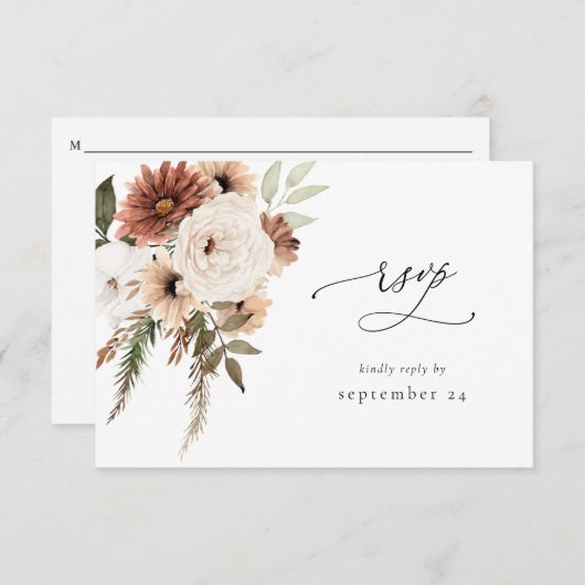 Rustige Neutrale Boho Floral w Meal RSVP S2 (Voorkant / Achterkant)