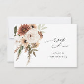 Rustige Neutrale Boho Floral w Meal RSVP S2 Kaartje (Voorkant)