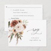 Rustige Neutrale Boho Floral w Meal RSVP S2 Kaartje (Voorkant / Achterkant)