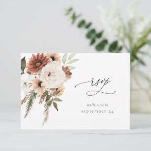 Rustige Neutrale Boho Floral w Meal RSVP S2 Kaartje