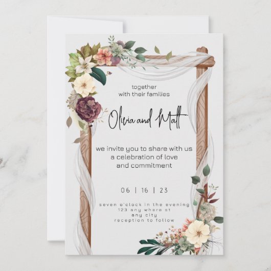 Rustige neutrale Boho Floral Wedding Invitation Ru Save The Date (Voorkant)
