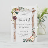 Rustige neutrale Boho Floral Wedding Invitation Ru Save The Date (Staand voorkant)