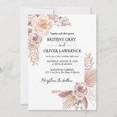 Rustige neutrale Boho Floral Wedding Kaart (Voorkant)