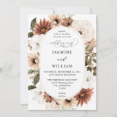 Rustige neutrale Boho Floral Wedding Kaart (Voorkant)