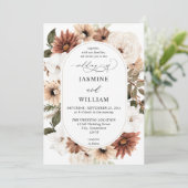 Rustige neutrale Boho Floral Wedding Kaart (Staand voorkant)