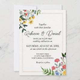 Rustige neutrale Boho Floral Wedding Kaart