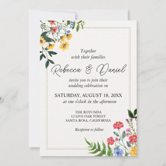 Rustige neutrale Boho Floral Wedding Kaart (Voorkant)