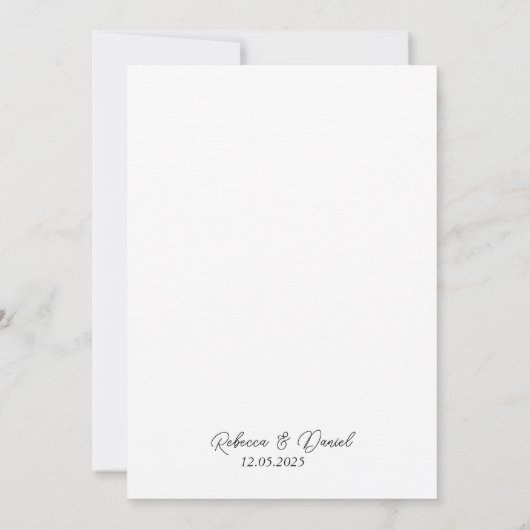 Rustige neutrale Boho Floral Wedding Kaart (Achterkant)