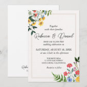 Rustige neutrale Boho Floral Wedding Kaart (Voorkant / Achterkant)