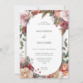 Rustige neutrale Boho Floral Wedding Kaart (Voorkant)