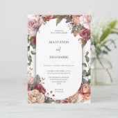 Rustige neutrale Boho Floral Wedding Kaart (Staand voorkant)