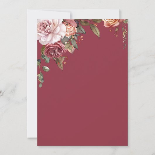 Rustige neutrale Boho Floral Wedding Kaart (Achterkant)