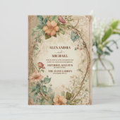 Rustige neutrale Boho Floral Wedding Kaart (Staand voorkant)