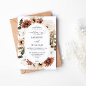 Rustige neutrale Boho Floral Wedding Kaart