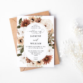 Rustige neutrale Boho Floral Wedding Kaart