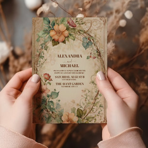 Rustige neutrale Boho Floral Wedding Kaart