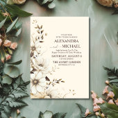 Rustige neutrale Boho Floral Wedding Kaart
