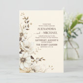 Rustige neutrale Boho Floral Wedding Kaart (Staand voorkant)