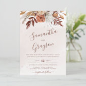 Rustige neutrale Boho Floral Wedding Kaart (Staand voorkant)