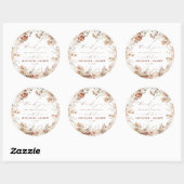 Rustige neutrale Boho Floral Wedding Ronde Sticker (Vel)