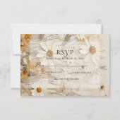 Rustige neutrale Boho Floral Wedding RSVP Kaartje (Voorkant)