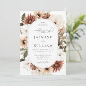 Rustige neutrale Boho Floral Wedding S2 Kaart (Staand voorkant)