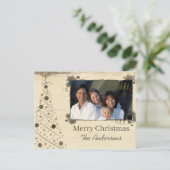 Rustige neutrale kleuren kerstboomfamilie Foto Feestdagenkaart (Staand voorkant)
