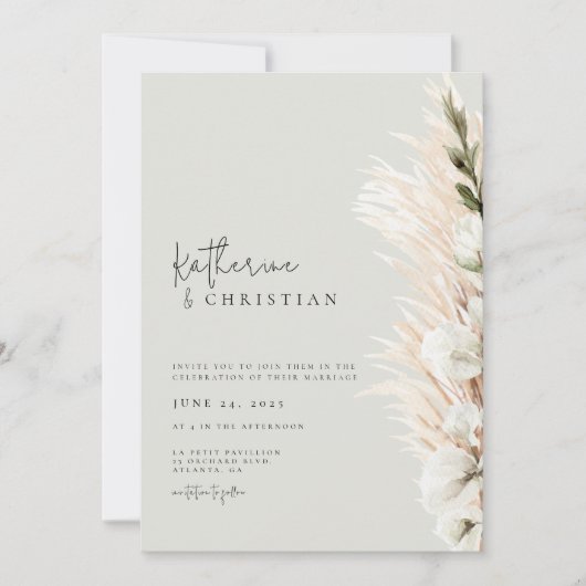 Rustige neutrale minimalistische uitnodiging voor  (Voorkant)