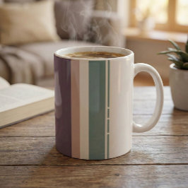 Rustige Neutrale Strepen – Moderne Minimalistische Tweekleurige Koffiemok