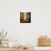 Rustige Nevelige Wandelpad Door Gouden Herfst Poster (Keuken)