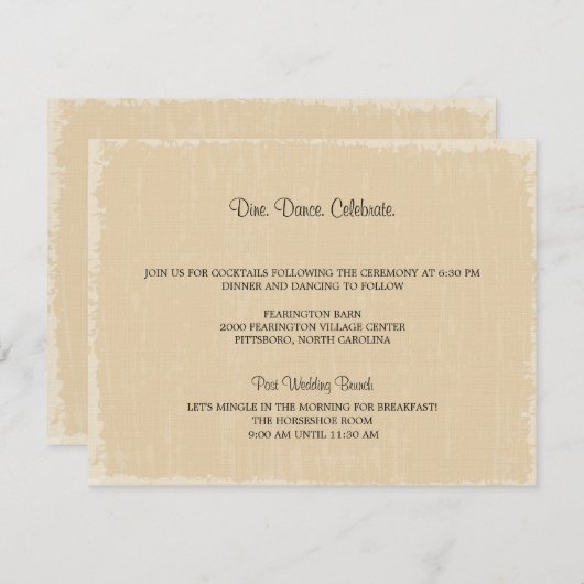 Rustige, niet-gedempte receptie kaart (Voorkant / Achterkant)