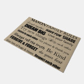 Rustige nieuwe thuisregels op maat deurmat (Schuin)