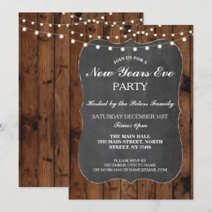 Rustige nieuwjaren Eve Wood & Chalk Invite Kaart