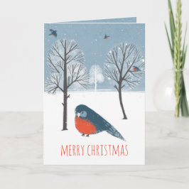 Rustige Noordse Westerne Bluebird Winter Feestdagen Kaart